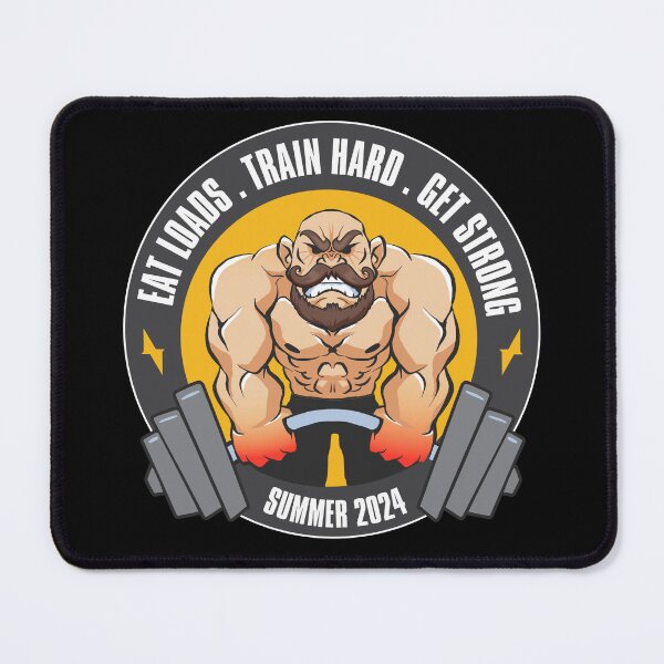 Item preview, Eat Loads. Train Hard. Get Strong. Summer 2024. Big Strong Man lifting heavy weights bodybuilding designed and sold by Elerve-Shop.