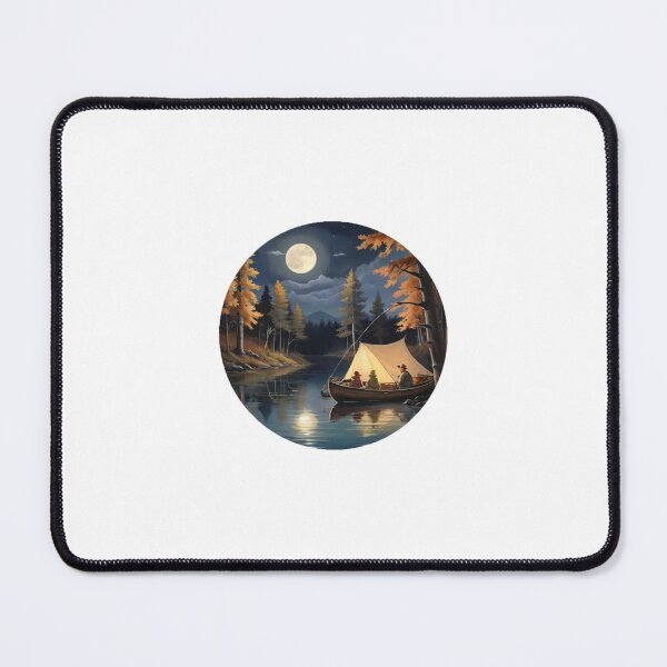 Item preview, Autumn Moonlight Canoe - Peaceful Fishing at Dusk designed and sold by Daniel Haddad.