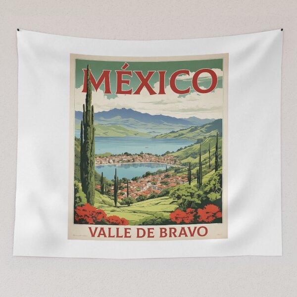 Item preview, Mexico Valle de Bravo Magic Town Mexico Vintage Travel Tourism Poster  designed and sold by TravelersGems.