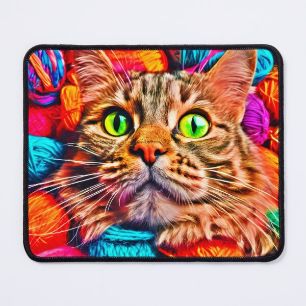 Item preview, Colorful Yarn Cat Artwork designed and sold by Health And Fitness Posts e-Store.