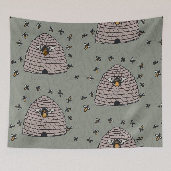 Item preview, Bees and beehive designed and sold by LyneFibres.
