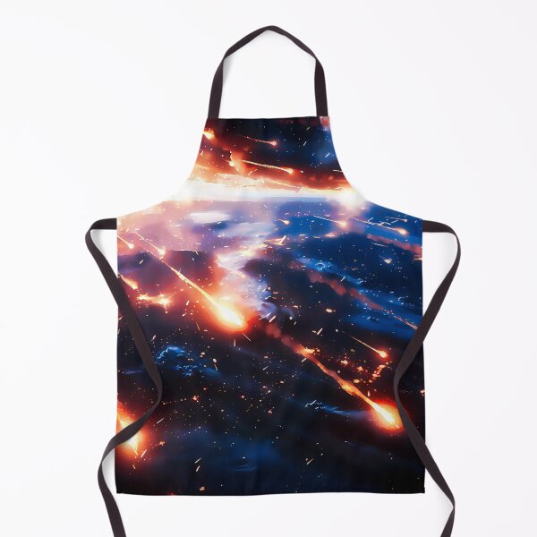 Item preview, Abstract painting of the earth with meteors soaring above it in the style of war scenes depicting a unique and intense action scene in space, cinematic art designed and sold by Gabi.Media.