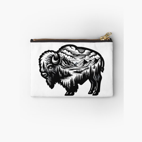 Item preview, bison silhouette and wild nature designed and sold by landscapeworlds.