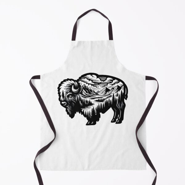 Item preview, bison silhouette and wild nature designed and sold by landscapeworlds.