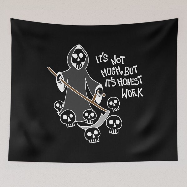 Item preview, Grim Reaper Harvesting Souls / It's Not Much But It's Honest Work (White) designed and sold by Graograman.