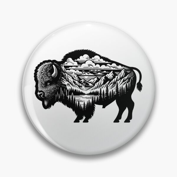 Item preview, silhouette bison and wild adventures designed and sold by landscapeworlds.