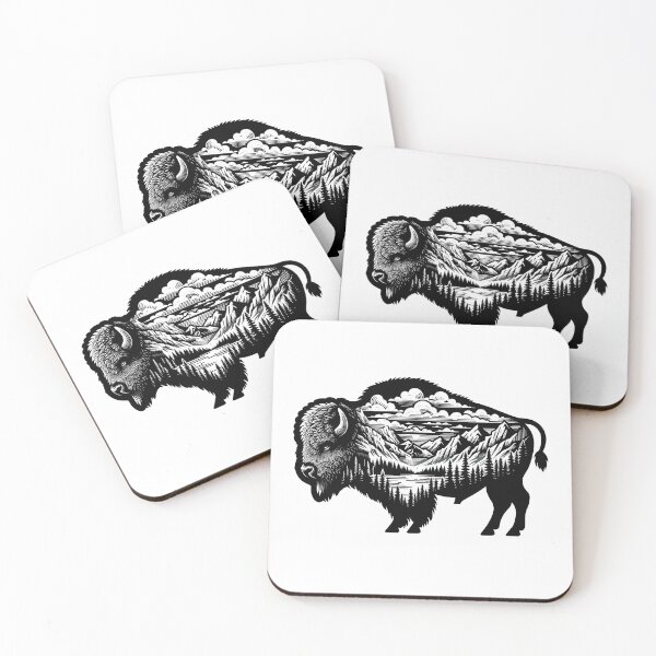 Item preview, silhouette bison and wild adventures designed and sold by landscapeworlds.