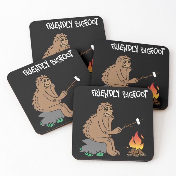Item preview, Friendly Bigfoot Grilling Marshmallows At A Campfire (White) designed and sold by Graograman.