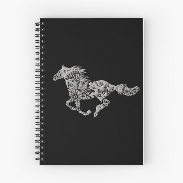 Item preview, Silver horse on black background designed and sold by Shauna Kenworthy.
