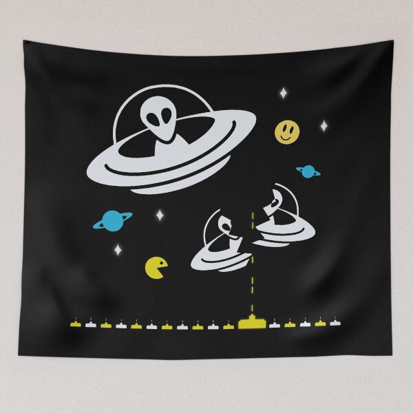 Item preview, Space invader arcade fighting flying saucers and aliens designed and sold by Webstudio  2Amigos.
