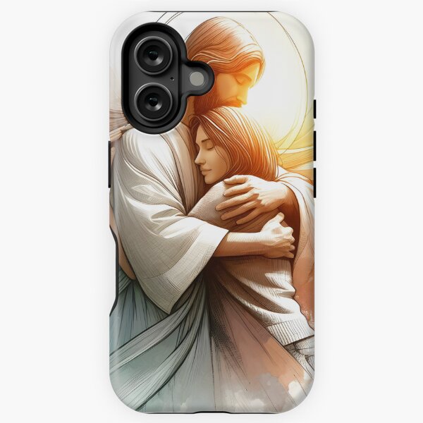 Vista previa del artículo con la obra «Inspirado en la Biblia: Abrazo Divino - Jesús consuela a una niña, boceto y dibujo», diseñado y vendido por EMWebDesign.
