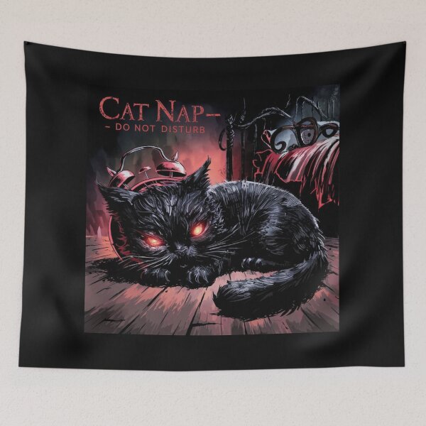 Item preview, angry black cat takes a nap designed and sold by Lunaawga.