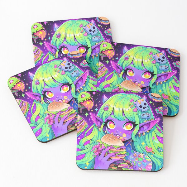 Item preview, Kawaii Neon Burger Snack Fantasy Anime Girl designed and sold by bubblegoth.