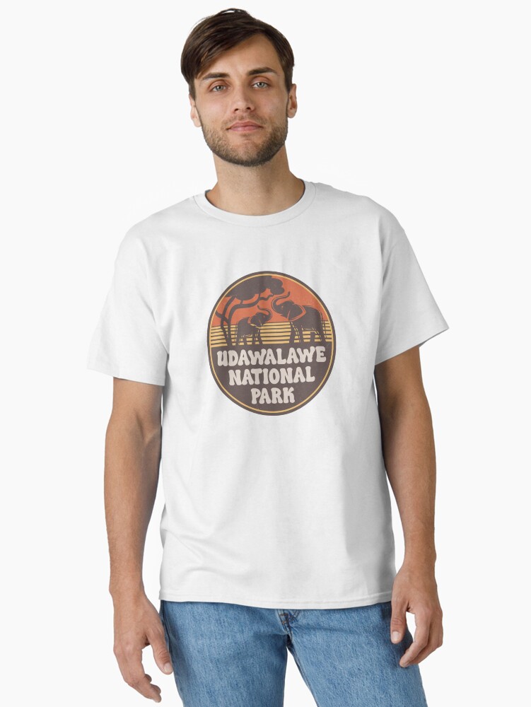 Thumbnail 1 of 7, Classic T-Shirt, Udawalawe National Park Vintage Savanna Graphic designed and sold by CynthiaGraphics.