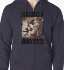 God bless our armed forces - UK Zipped Hoodie