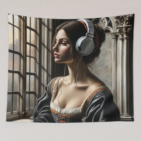 Item preview, Altered Art Woman with Headphones designed and sold by PyxieZen.