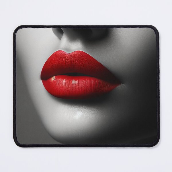 Item preview, Shot of a woman's lips painted in vibrant red, contrasted against a minimalist, monochrome background designed and sold by AndreaMart.