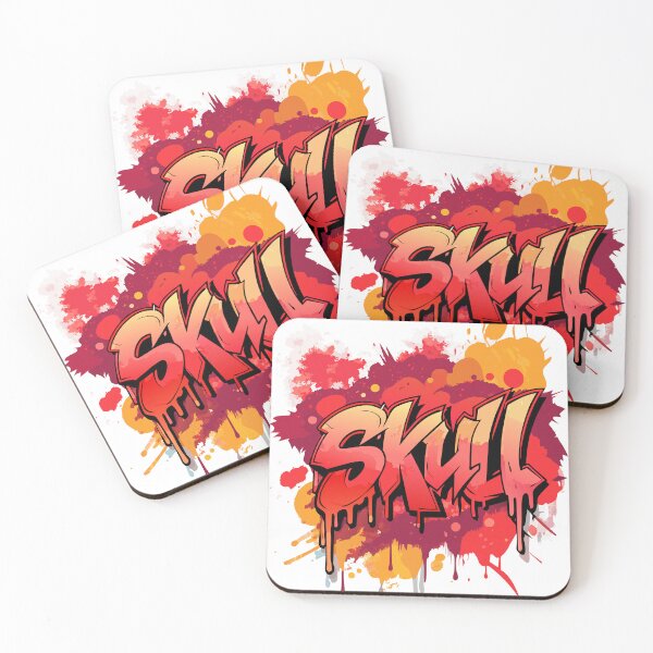 Item preview, Graffiti Red Wallpaper with 'Skull' Text - Watercolor Effectfect designed and sold by merchtrends-svg.