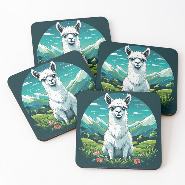 Item preview, a white llama standing on top of a lush green field designed and sold by Enga6.