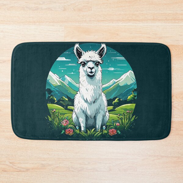 Item preview, a white llama standing on top of a lush green field designed and sold by Enga6.