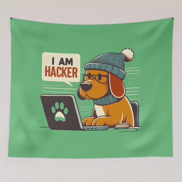 Item preview, Cute Dog wearing cap, shawl and glasses working on Laptop designed and sold by IlikeStyle.