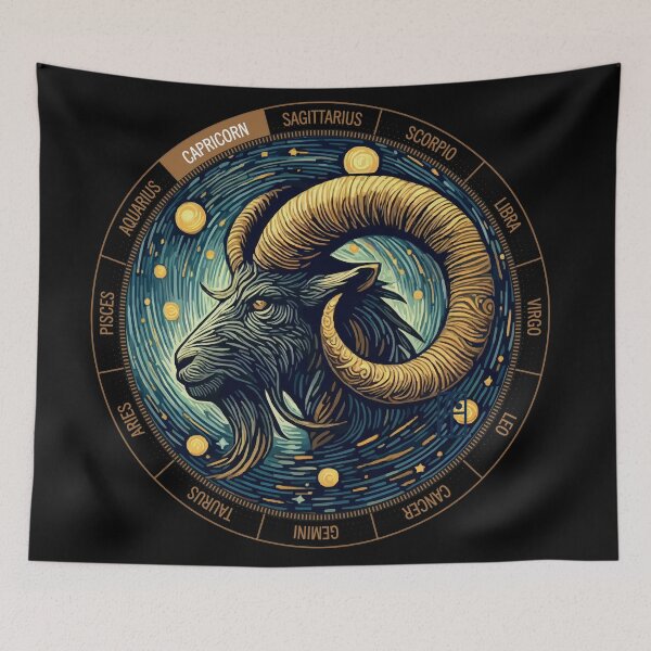 Item preview, ZODIAC Capricorn - Astrological CAPRICORN - CAPRICORN - ZODIAC sign - Van Gogh style - 4 designed and sold by ArtProjectShop.