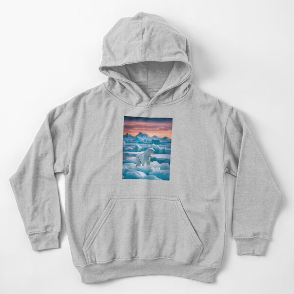 Origami Polar Bear Kids Pullover Hoodie