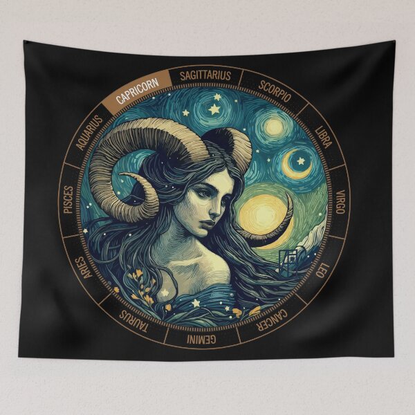 Item preview, ZODIAC Capricorn - Astrological CAPRICORN - CAPRICORN - ZODIAC sign - Van Gogh style - 7 designed and sold by ArtProjectShop.