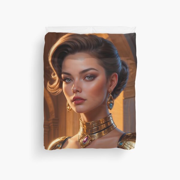 Item preview, Gold Is Her Color Stunning AI Concept Art Portrait by Xzendor7 designed and sold by Xzendor7 Digital Art Creations.