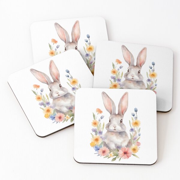 Item preview, Cute little bunny Among Flowers in Watercolor style designed and sold by AnettPr.