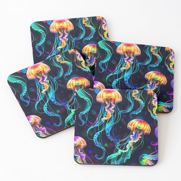 Artikelvorschau, Psychedelic Bioluminescent Trippy Jellyfish Pattern entworfen und verkauft von TheArtOfPat.
