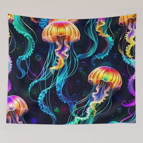 Artikelvorschau, Psychedelic Bioluminescent Trippy Jellyfish Pattern entworfen und verkauft von TheArtOfPat.
