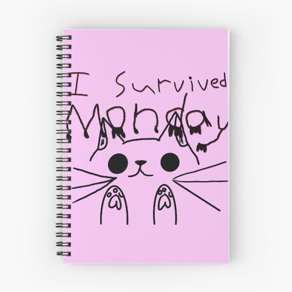 Item preview, "I Survived Mondays" Text Kitty Cat - Slogan designed and sold by jolabrese.