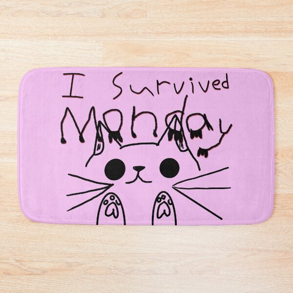 Item preview, "I Survived Mondays" Text Kitty Cat - Slogan designed and sold by jolabrese.