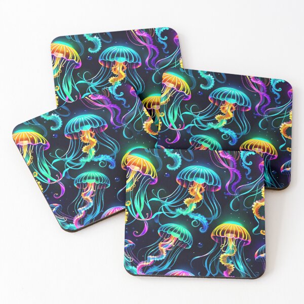 Artikelvorschau, Psychedelic Bioluminescent Trippy Jellyfish Pattern entworfen und verkauft von TheArtOfPat.