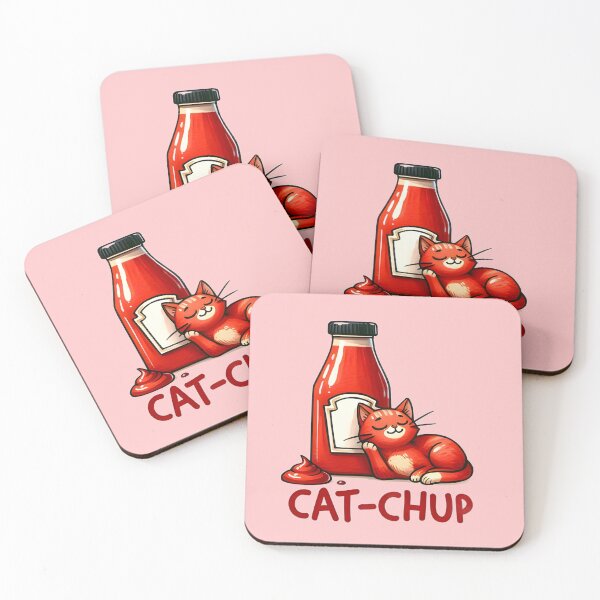 Item preview, Cat-chup Funny Cat Ketchup Pun designed and sold by Pawfectly Cute.