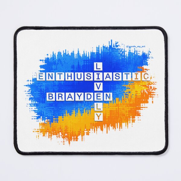 Item preview, Brayden Lively and Enthusiastic Crossword Blue Yellow designed and sold by words-my-art.