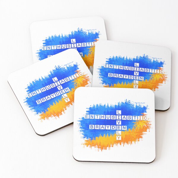 Item preview, Brayden Lively and Enthusiastic Crossword Blue Yellow designed and sold by words-my-art.