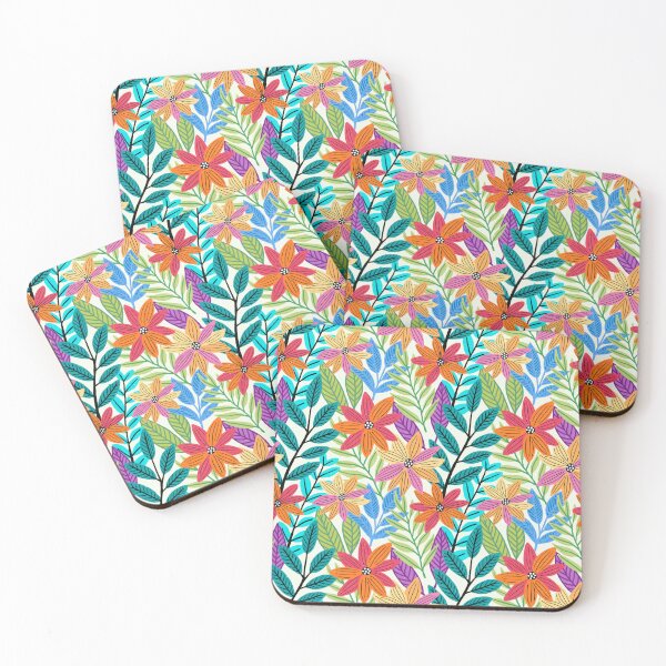 Item preview, Linocut Inspired Tropical Flower Pattern designed and sold by AlwaysBeColoring.