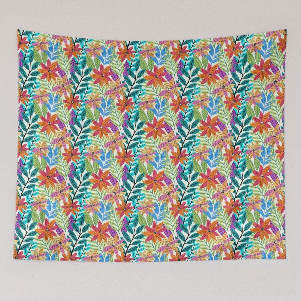 Item preview, Linocut Inspired Tropical Flower Pattern designed and sold by AlwaysBeColoring.