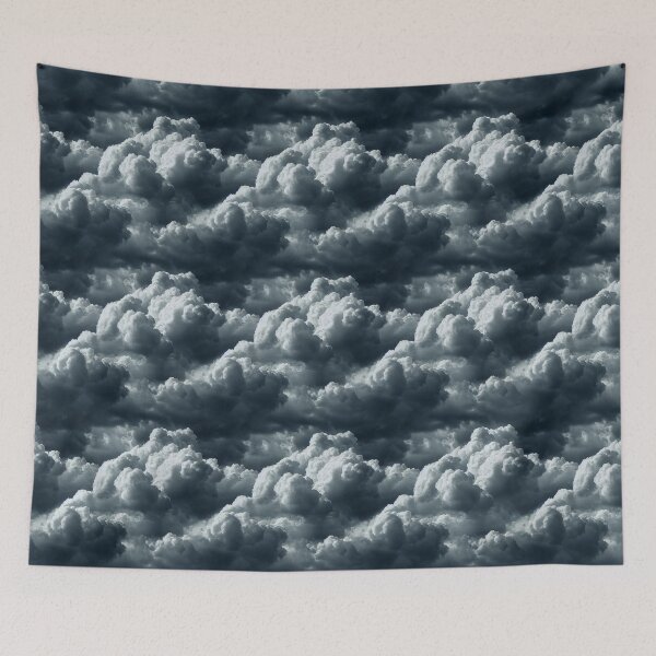 Item preview, Black and White Storm Clouds - Realistic Black and White Cloud Seamless Pattern designed and sold by aphelionrhode.