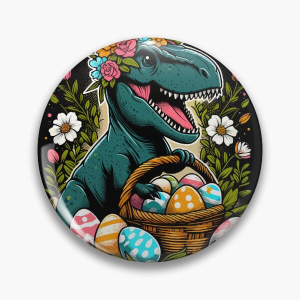 Item preview, Festive Dinosaur with Floral Crown & Easter Eggs Basket designed and sold by Quirky Shirts.