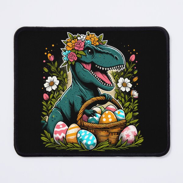 Item preview, Festive Dinosaur with Floral Crown & Easter Eggs Basket designed and sold by Quirky Shirts.