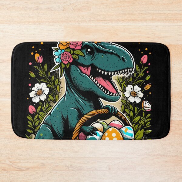 Item preview, Festive Dinosaur with Floral Crown & Easter Eggs Basket designed and sold by Quirky Shirts.