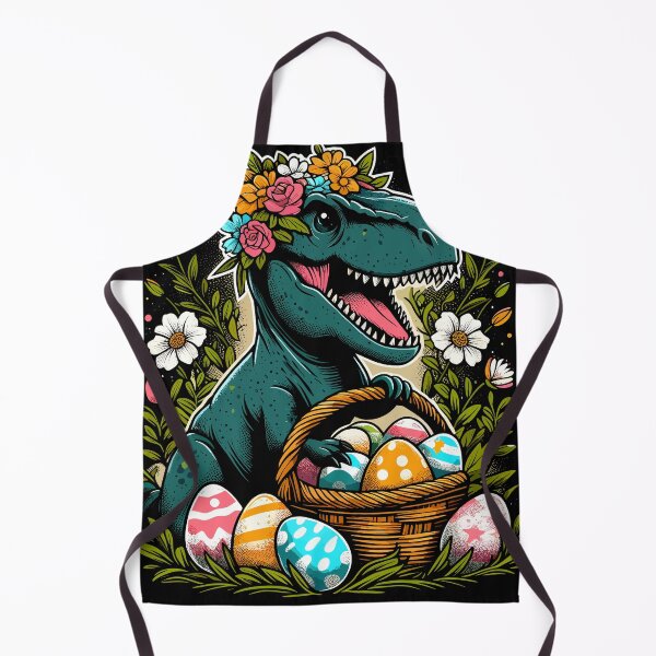 Item preview, Festive Dinosaur with Floral Crown & Easter Eggs Basket designed and sold by Quirky Shirts.