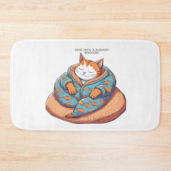 Item preview, cute cat in a fish-print bathrobe designed and sold by Lunaawga.