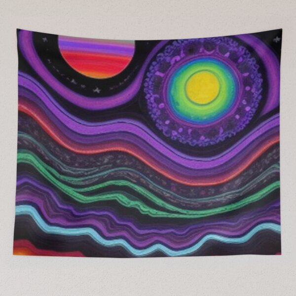 Item preview, Vintage Colorful Trippy Psychedelic Moon Art designed and sold by TheDarkWardrobe.
