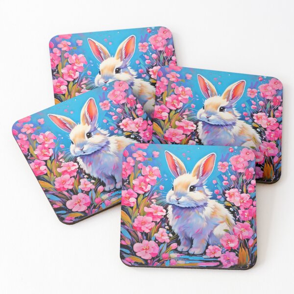 Item preview, Vivid Pink Oil Painted Style Easter Bunny Print designed and sold by MysteD.