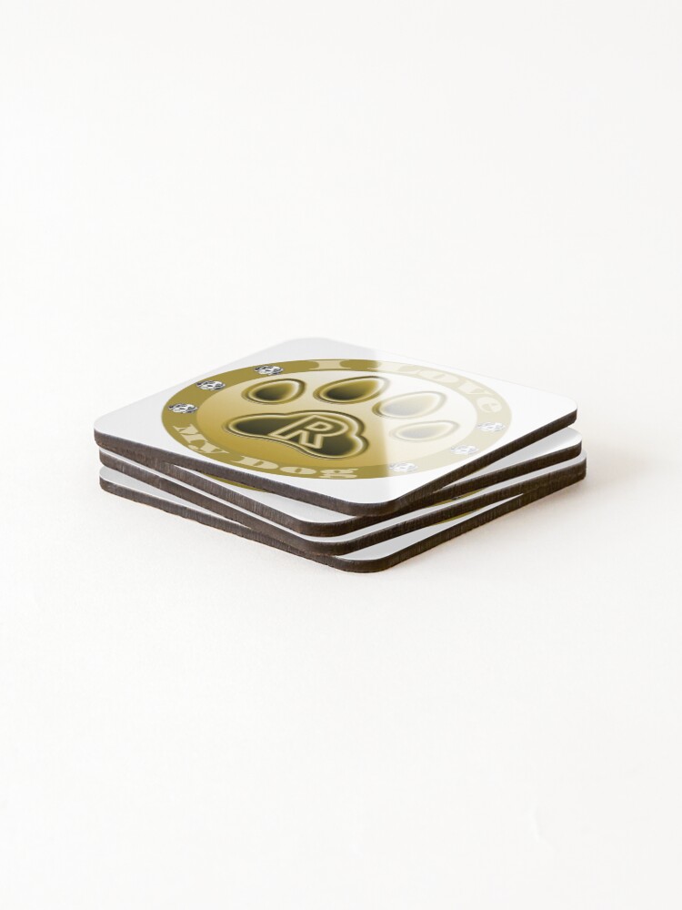 Thumbnail 4 of 5, Coasters (Set of 4), Love Dog "R" designed and sold by RAA-Logo-Image.