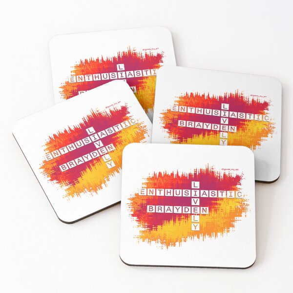 Item preview, Brayden Lively and Enthusiastic Crossword Red Yellow designed and sold by words-my-art.